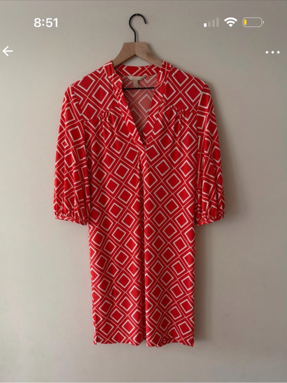 Banana Republic Red and White Geometric Mini Dress